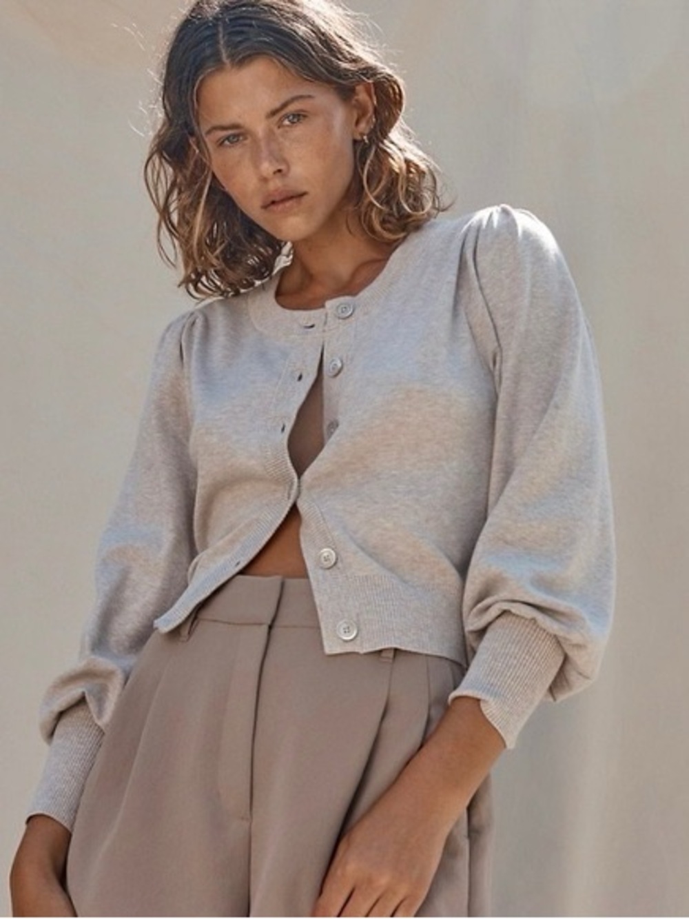 Wilfred - Cream Merino Wool Button-Up Sweater